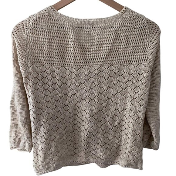 Vintage LL Bean Cotton Linen Crochet Knit Cardigan Sweater XS - Picture 6 of 7